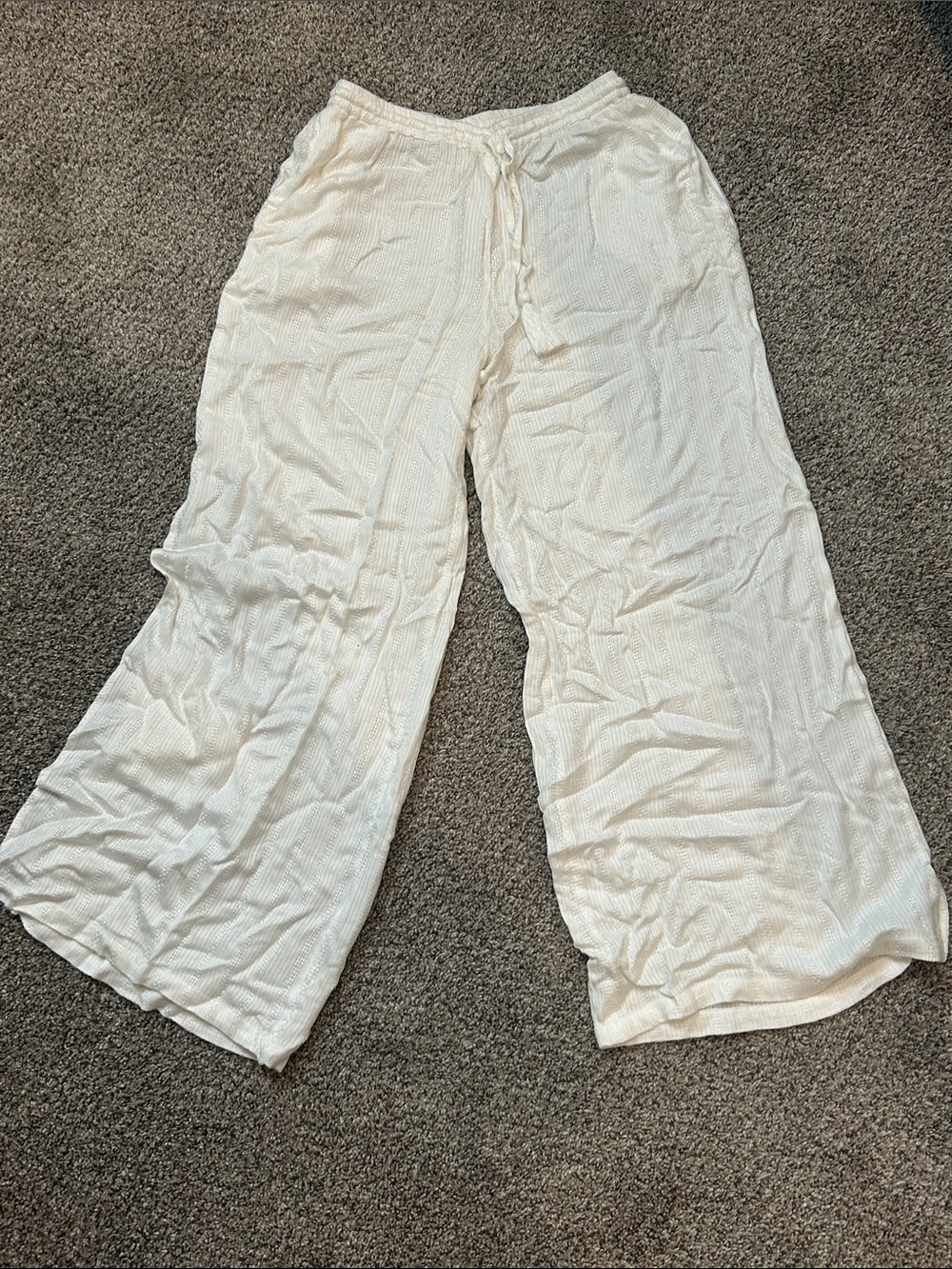 Women's Wide-Leg Drawstring Pants - Cream